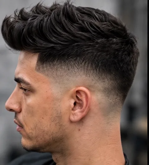 Mid fade + quiff